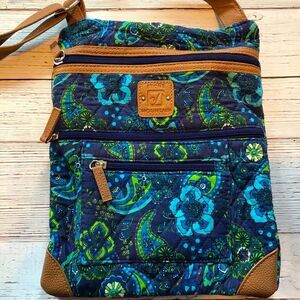 Stone Mountain Blue Green Quilted Purse Paisley Cloth Crossbody Shoulder Bag
